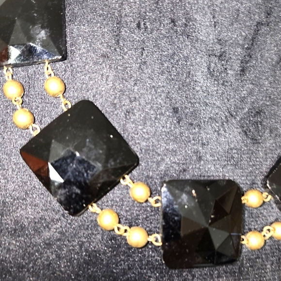 Bakelite ArtoDec Statement Necklace Rare 1940s Black Geometric Bib One of a Kind - Picture 6 of 8